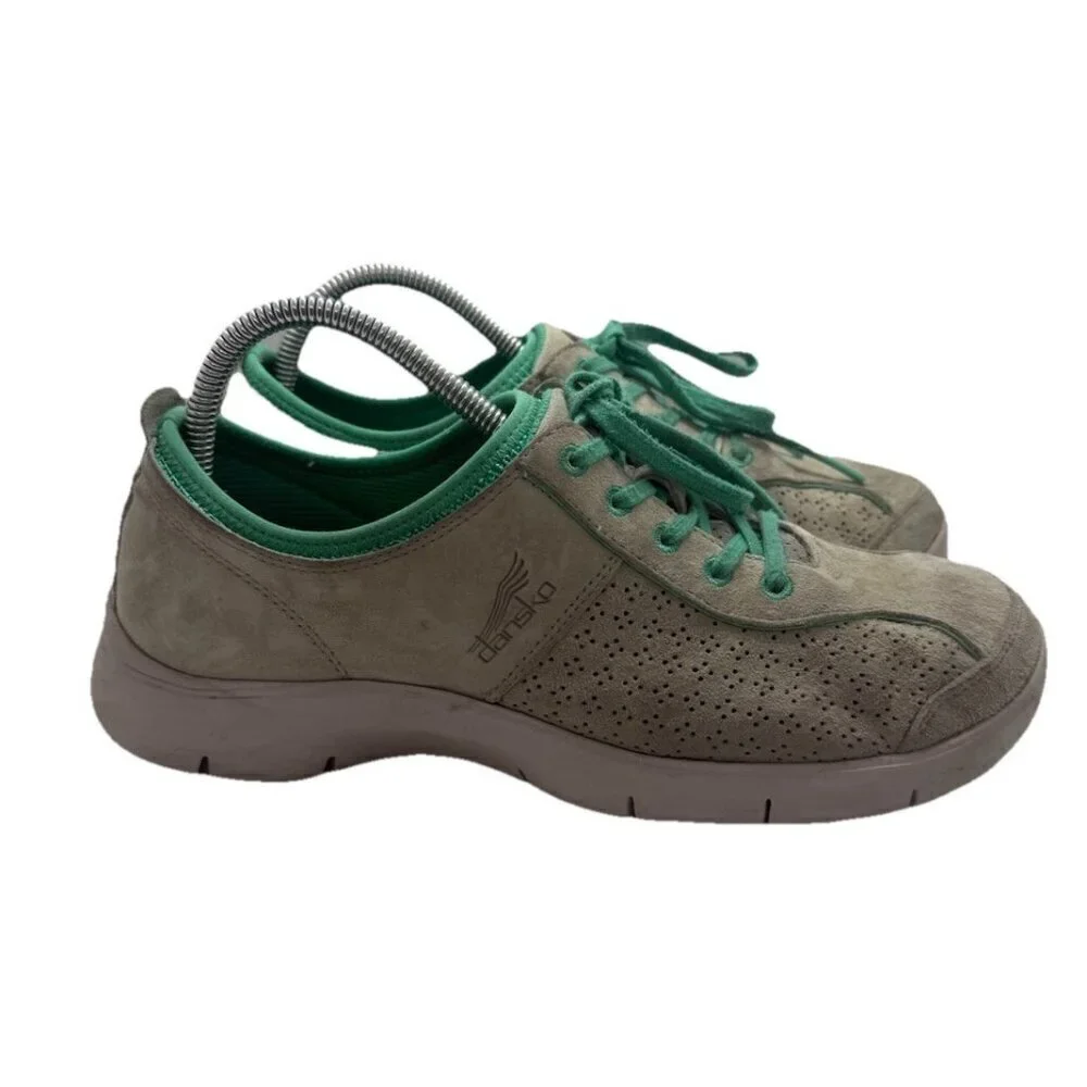 Dansko Womens Elise 4401242443 Gray Teal Suede Lace Up Sneakers Sz 40EU 9.5-10US